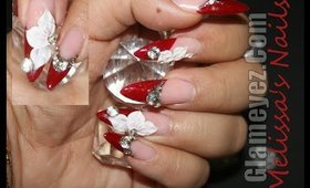 3D Red Stiletto Nail Art  by Melissa Tutorial * Uñas Con Diamantes 3D