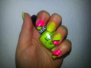 nean yellow and neon pink with black strip