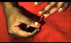 Bright Coral & Yellow Summer Nail Tutorial (Half Moon)