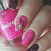 Peacock Nails in Pink and Black