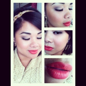 MAC Vegas Volt lipstick with MAC Redd lip liner. 