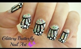 Glittery Butterfly Nail Art!