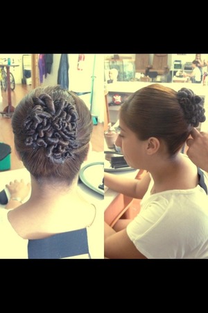 Side sweep updo with twists in back