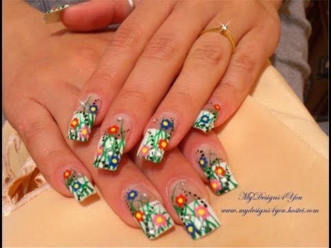 Easter Spring Flower Nail Art Design Tutorial Matching Pedicure Mydesigns4you Mydesigns4you Video Beautylish