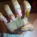 Nude Pink Gold Glitter & Pearls