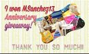I won MSanchez13's Anniversary Giveaway! | Thank you Maria! | PrettyThingsRock