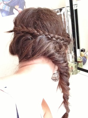 My hair, twisted fishtail plait:)