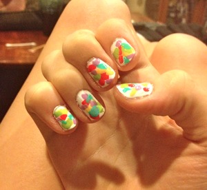 Rainbow smudged spots nails