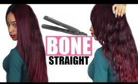 How to Flat Iron Weave Bone Straight► Red Virgin Hair Weave