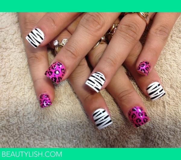 Pink Cheetah And White Zebra Print Nails. | Nika B.'s Photo | Beautylish