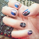 Metallic, dots and blue nails. 