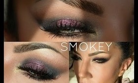 Smokey eye in purple & gold