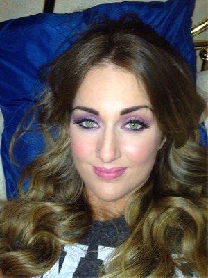 Ombré wanded hair and Lilac eye makeup 