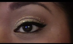 Gold glitter makeup look