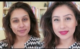 Flawless skin Red lip for brown pigmented skin tutorial | Raji Osahn