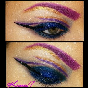 Today's look was not planned at all. I knew I wanted to do a broken cut crease and some splatter. 
I definitely want and need a better camera to really show the details,  maybe for Christmas! 

Products used: 
Nyx Fair Concealer 
Rimmel Powder
Lorac Pro Palettes (1&2)
Urban Decay Electric Palette 
Nyx Extreme Blue Liner 
Physicians Formula Liquid Liner 
Nyx Blue Mascara 
Smashbox Blue Liner 
Nyx Black Bean Pencil 
Urban Decay Primer Potion 
Occ Hoochie Pencil 
White Wolfe Paint

#Creativemakeup #occ #Nyx #Lorac #Urbandecay #colorful #beauty #beautyshot #beautyproducts #cosmetics #makeup #makeuplook #makeuptrends #instabeauty #instamakeup #interestingmakeup #Kroze17 