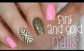 Pink and Gold X Nails | NailsByErin