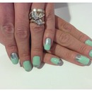 mint and silver with a pearl