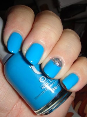 Orly Blue Collar with Dazzle on accent nail.