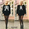 Skeleton Print Black Hoodie