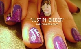 JUSTIN BIEBER fingernail design: robin moses nail art tutorial