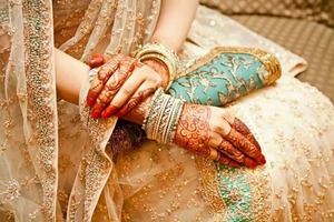 In asia brides decorate their hand like this for engagement ceremony