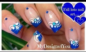 Blue French Tip Nail Art | Floral Nails ♥ Синий Френч Маникюр HD