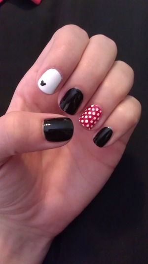 Natural nails with Disney Mickey and Minnie inspired polish
Sinful Colors - Black on Black
Sinful Colors - Snow me White
Sinful Colors - Gogo Girl
Seche Vite - Dry Fast Top Coat