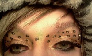 some leopard eye makeup I did  you can see a video with the makeup including lips looks very good in this video
http://www.youtube.com/watch?v=0U1dpNLiLrs&feature=plcp