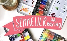 Sennelier Watercolour Tube Paints Set Unboxing | Swatching | Pouring