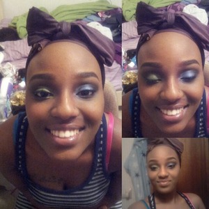 Olive green and blue smokeyeyes I did on my sister for fun