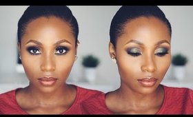 GREEN GLITTER & NUDE LIPS | MAKEUP TUTORIAL | DIMMA UMEH