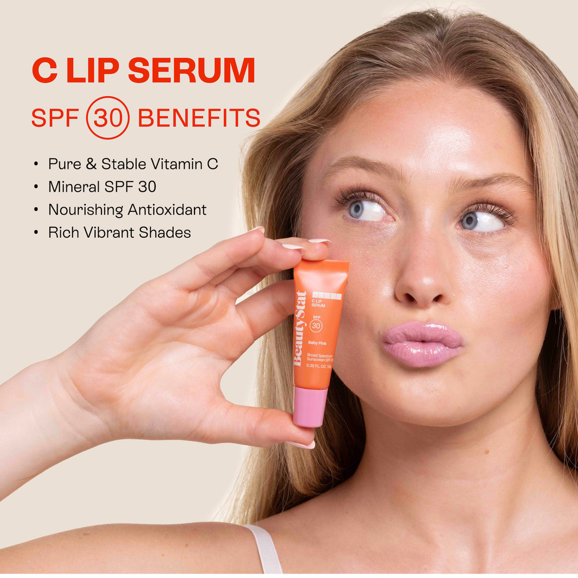 BeautyStat C Lip Serum Mineral SPF 30 Baby Pink