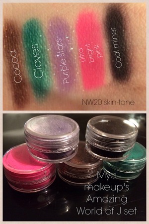 Swatches of Amazing World of J set by Myo Makeup over UDPP 