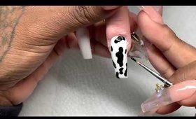 Cow Print Acrylic Nails