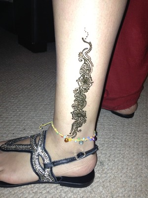 Indian temporary tattoo done from the ankle up the leg by myself