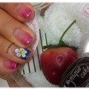 Pink Ombre with Flowers Nail Art - PinkNSmiles