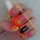 neon zebra nails