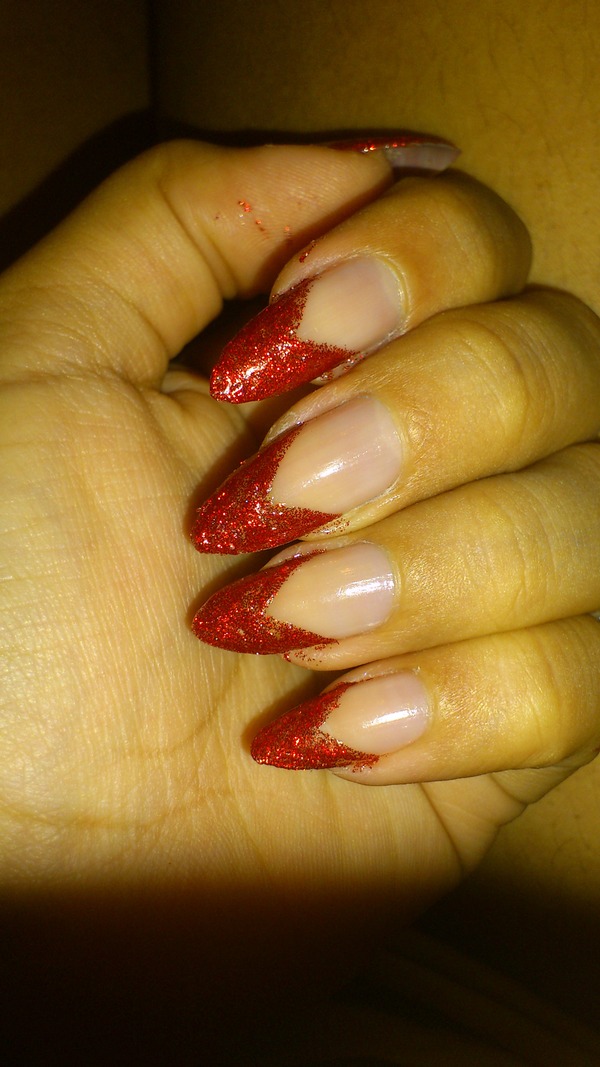 Red glitter stiletto nails | Kelletza P.'s (kelletza) Photo | Beautylish