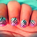 ombre stripped nails.