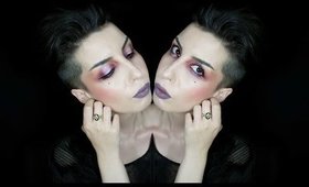 Soft Focus New Wave Clubing Makeup Look w/ Purple Grey Lips