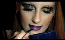 Stylized bronzed look with purple lips . Steampunk for runway. Make-up look