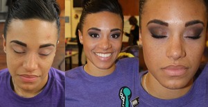 Before and afters of a smokey "night out" look I did on a classmate :)