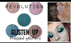 REVOLUTION WEEK - Glisten up pressed glitter eyeshadows - Swatch & Demo