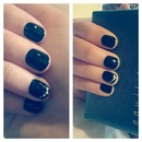 Black nailwear with gemstones for short nails:)