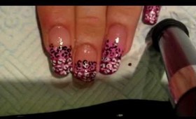 Leopard Print Nail Art Tutorial ( PInk & Purple French Shatter)