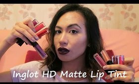 Inglot Matte HD Lip Tint Swatches | chiclydee