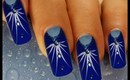 Full Cover Nail Art Design Tutorial  blau / weiss
