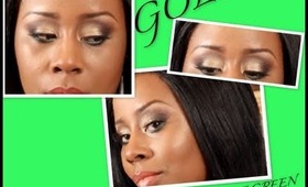 Gold eyeshadow with a pop of Green!