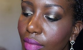 Gold Glitter Formal Makeup for WOC | Tutorial